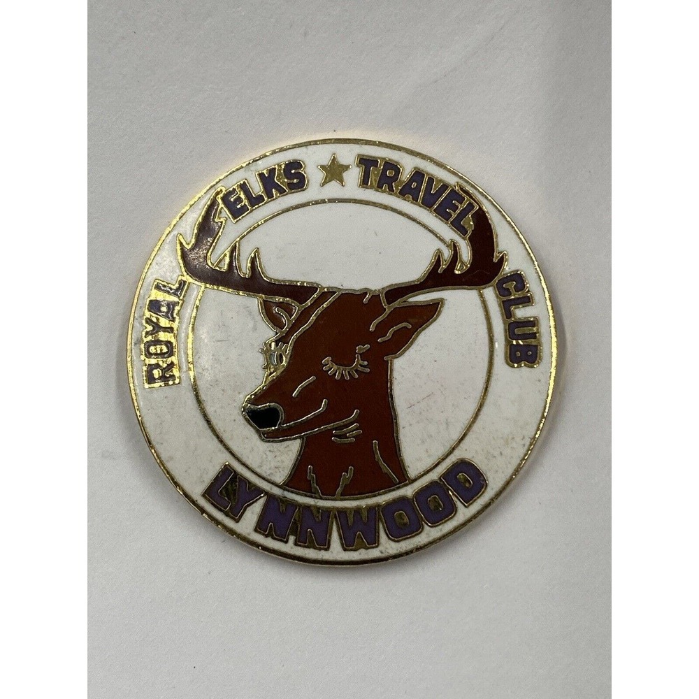 Vintage Royal Elks Travel Club Lynnwood Circular Lapel Pin Brooch